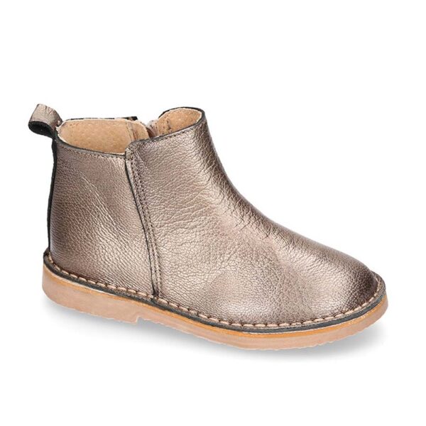Bottines à zip en cuir lisse metallisé