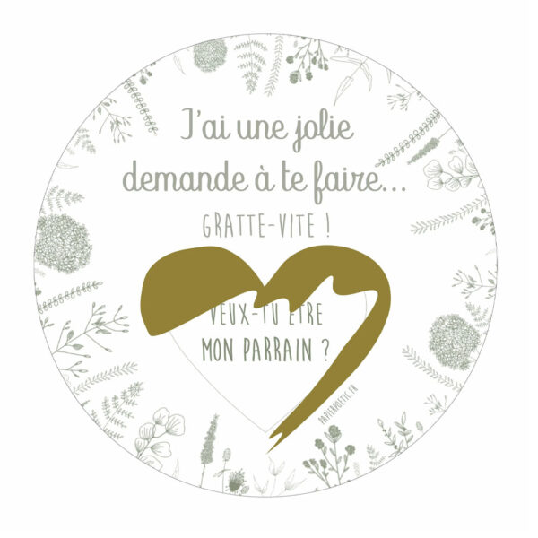 Carte ronde à gratter "Parrain"