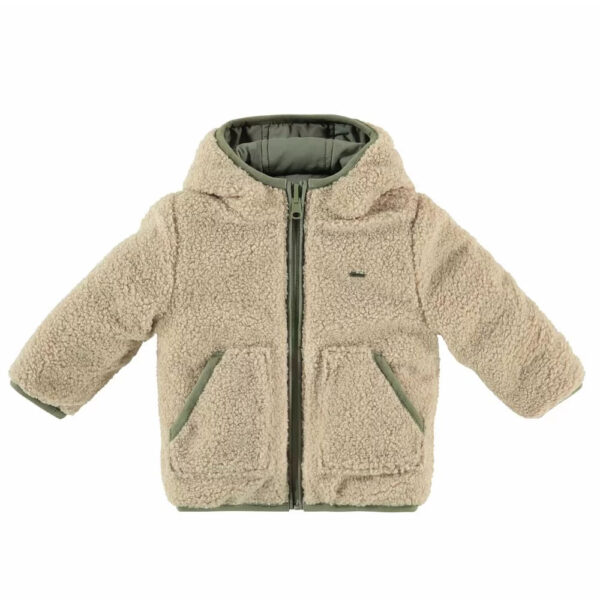 Reversible stuffed down jacket printed dinosaurs