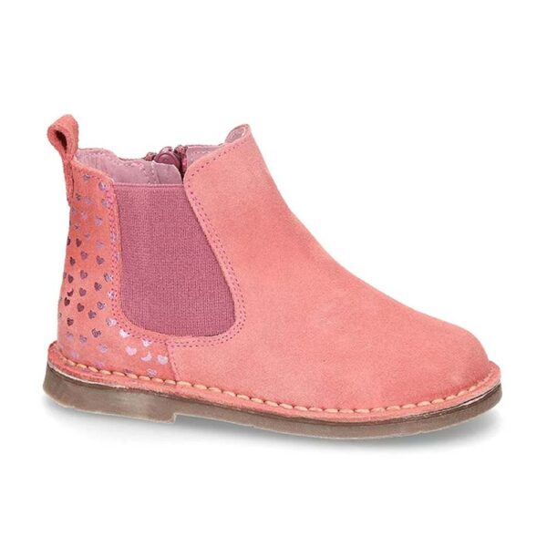 Bottines à élastique et zip nubuck coeurs