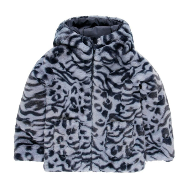 Reversible parka stuffed with technical canvas for girls