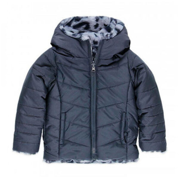 Reversible parka stuffed with technical canvas for girls