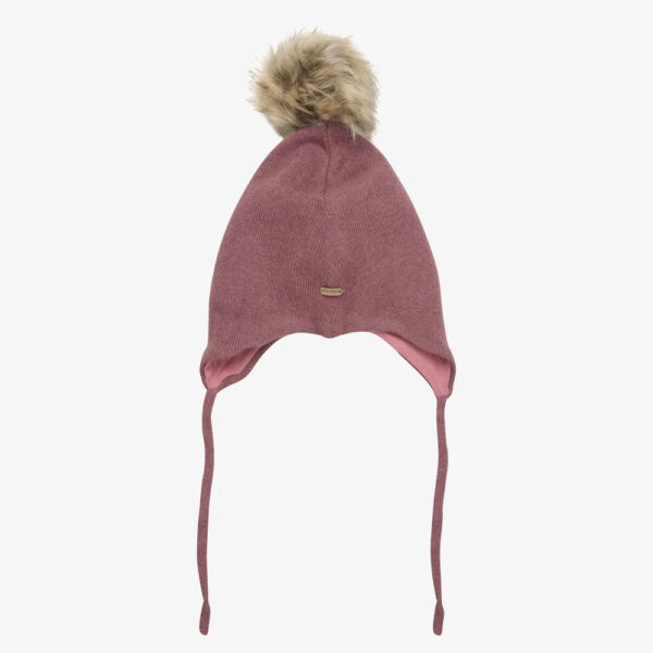 Bonnet bébé pompon fausse fourrure
