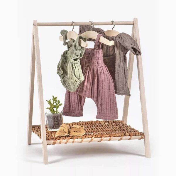 Wendy Wood/Wicker Garment Rack