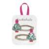 Barrettes Xmas Tree Glitter