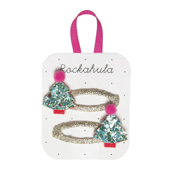 Barrettes Xmas Tree Glitter