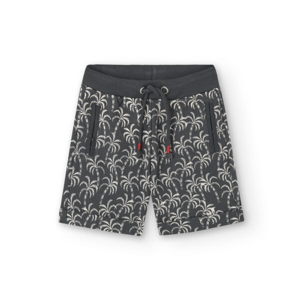 Palm print fleece Bermuda shorts
