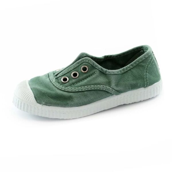 Green washed canvas sneakers