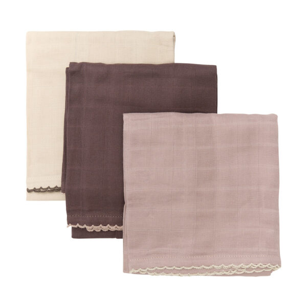 Set of 3 muslin swaddles 65x65cm