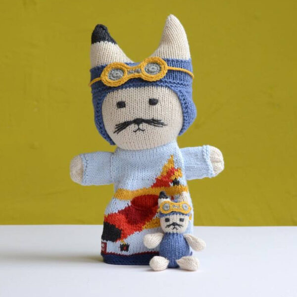 Cat puppet with baby pouch