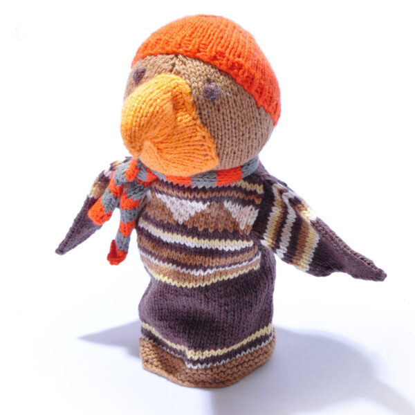 Eagle puppet with orange cap