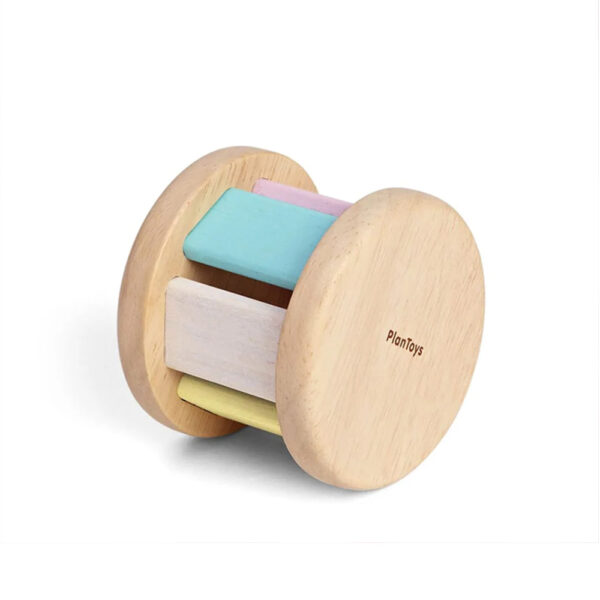 Rattle roller with pastel balls