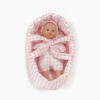 Mini Téa and her pink petal gingham bassinet