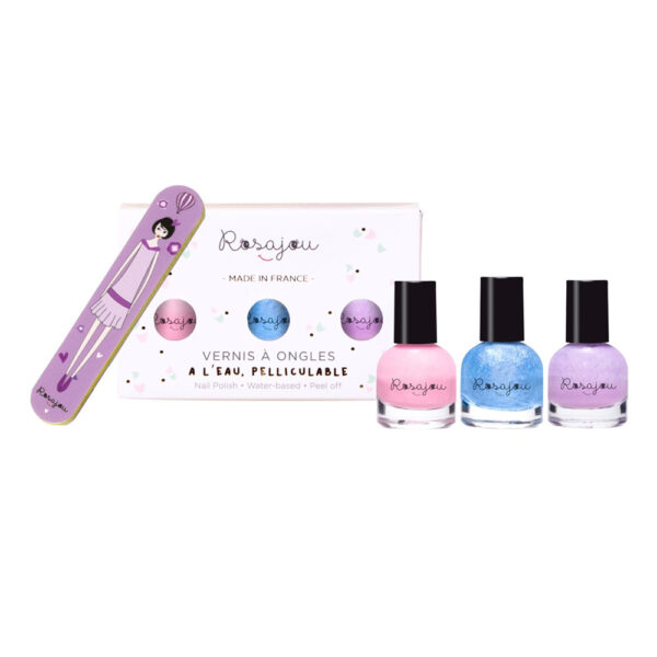 Coffret 3 vernis flamingo/givré/lavande + lime