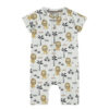 Short baby jumpsuit with lion print