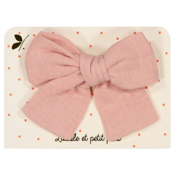 Barrette grand noeud princesse rose gaze