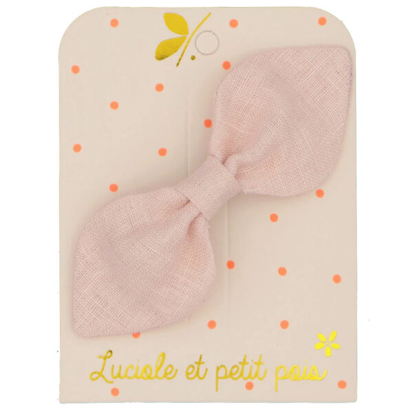 Barrette noeud lapin - Lin rose