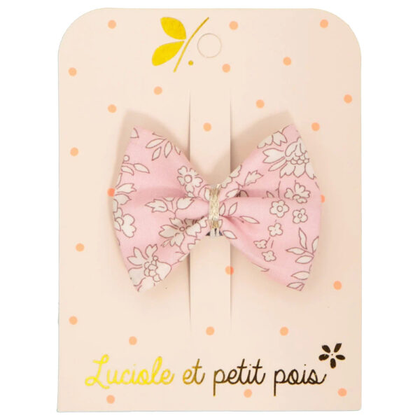 Barrette noeud ruban Liberty Capel rose