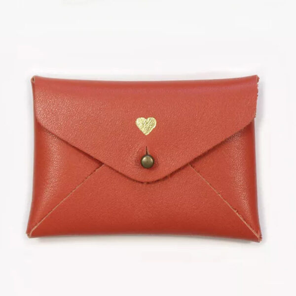 Mini pochette cuir coeur tomette