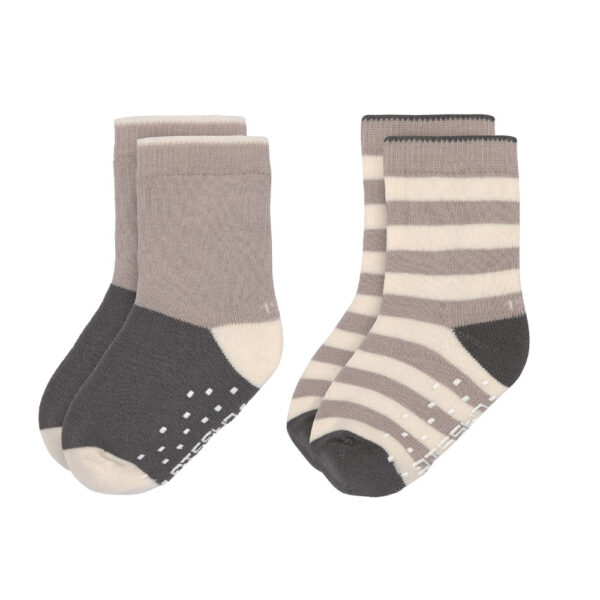 Chaussettes anti-slip anthracite/taupe