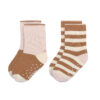 Chaussettes anti-slip rose/caramel