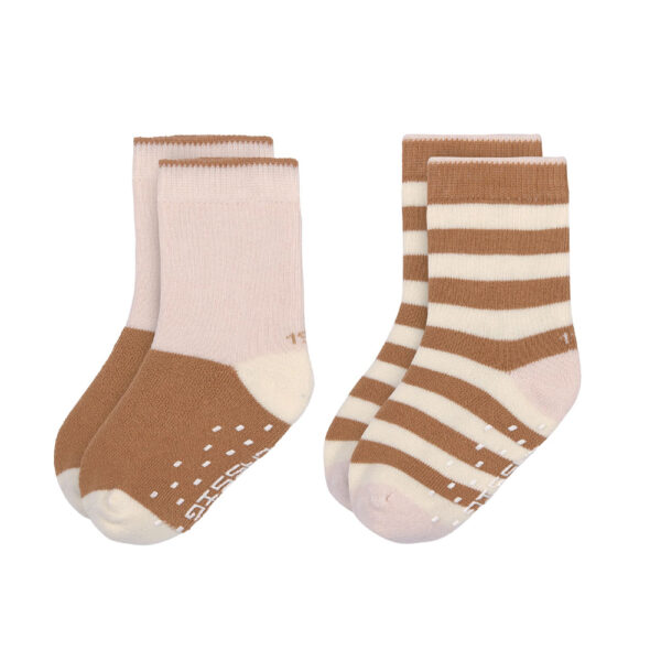 Chaussettes anti-slip rose/caramel