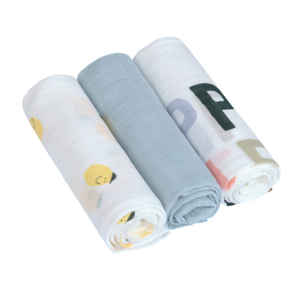 Coffret de 3 langes 80x80 Fruits Lemon