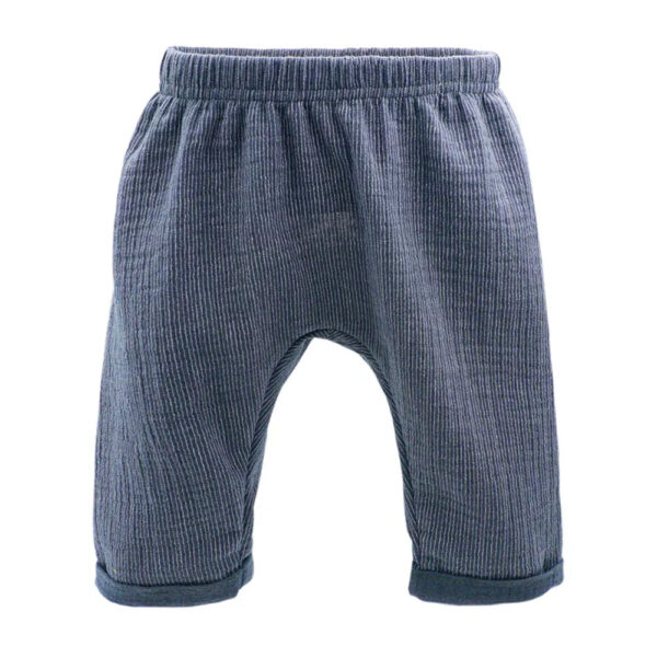 Baby harem pants in blue striped swaddle
