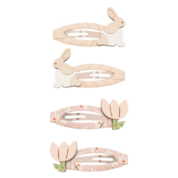 Barrettes Bunny & flower clic clacs