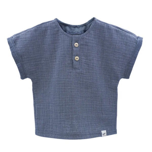 Chemise bébé en lange rayé bleu