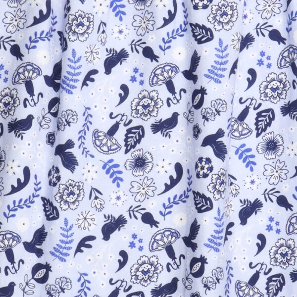 Short Blue Birds and Flowers