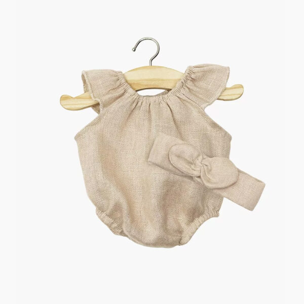 Clara romper and her nude linen headband