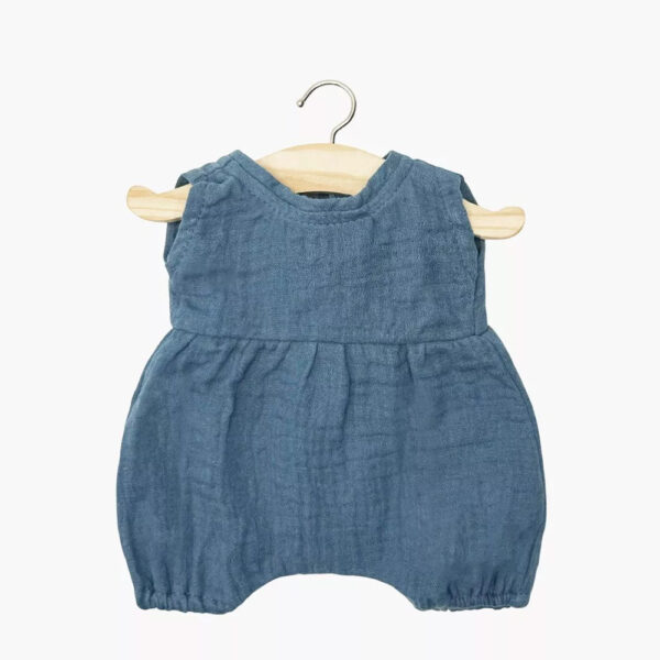 Noa ultramarine blue double gauze romper + pouch