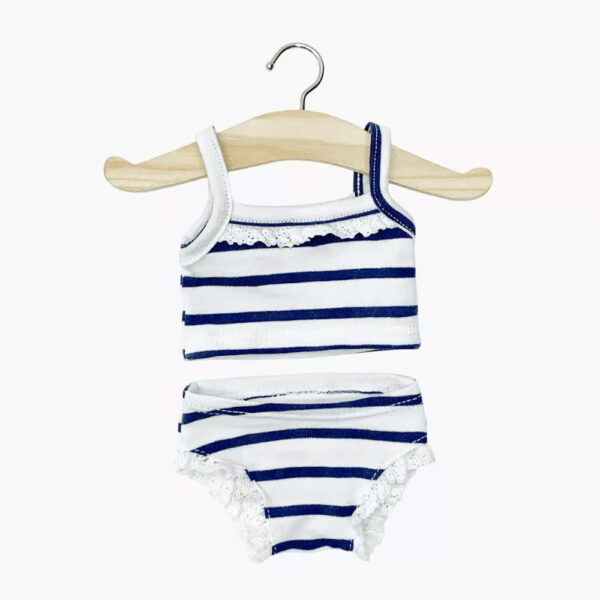 Girls' underwear with navy blue stripes and lace