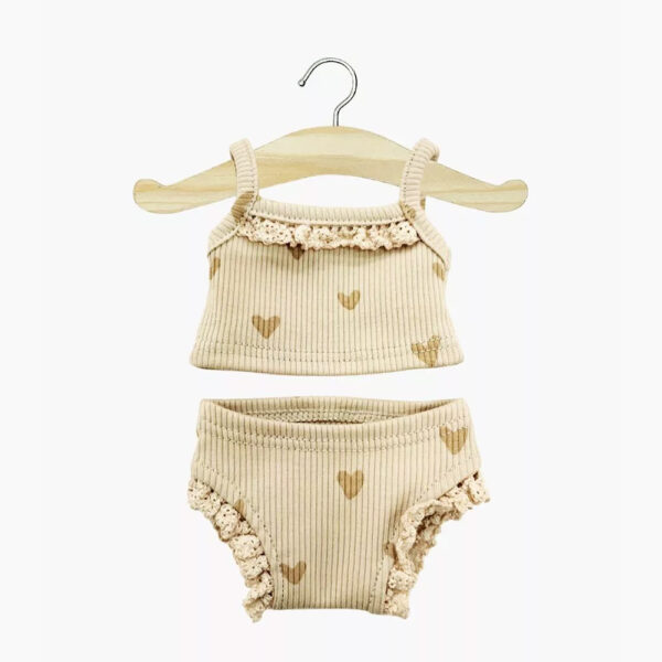 Girls' underwear in beige and lace knitted little hearts