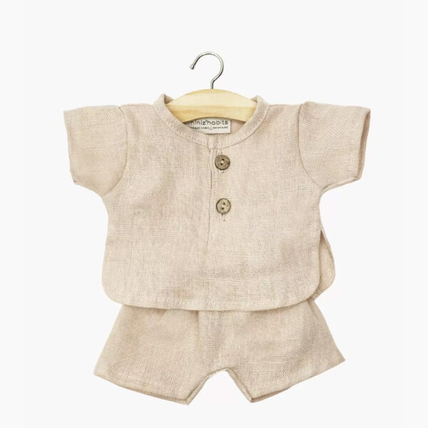 Andrea cropped set in nude linen