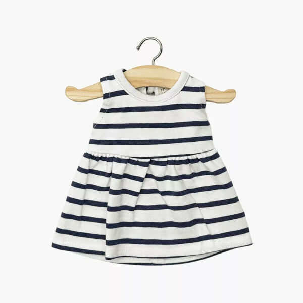 Faustine sleeveless dress in navy blue striped jersey