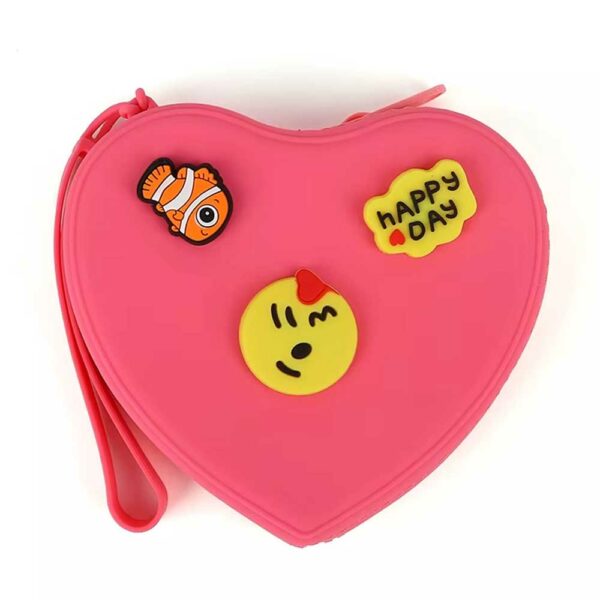 Perforated Heart Pouch - Fuchsia