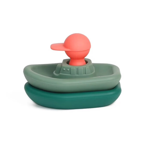 Set of 2 boats + captain for the bath - green