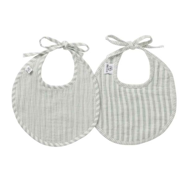Lot de 2 bavoirs Rayé vert de gris