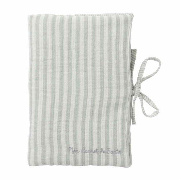 Protège carnet de santé Rayé vert de gris
