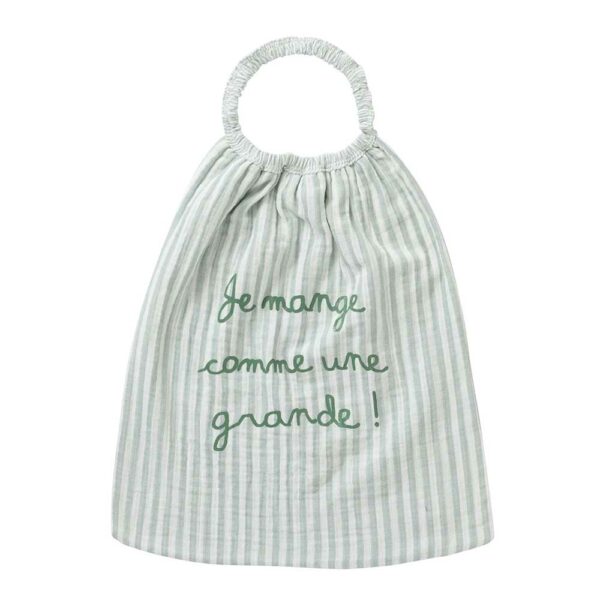 Serviette élastiquée rayé vert de gris