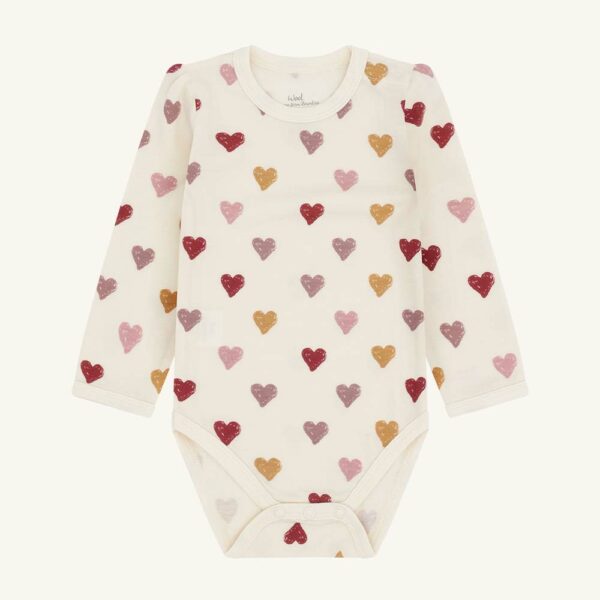 Hearts wool/bamboo bodysuit