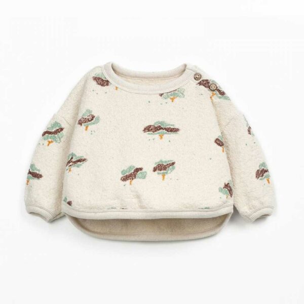 Knitted baby sweatshirt with tree print