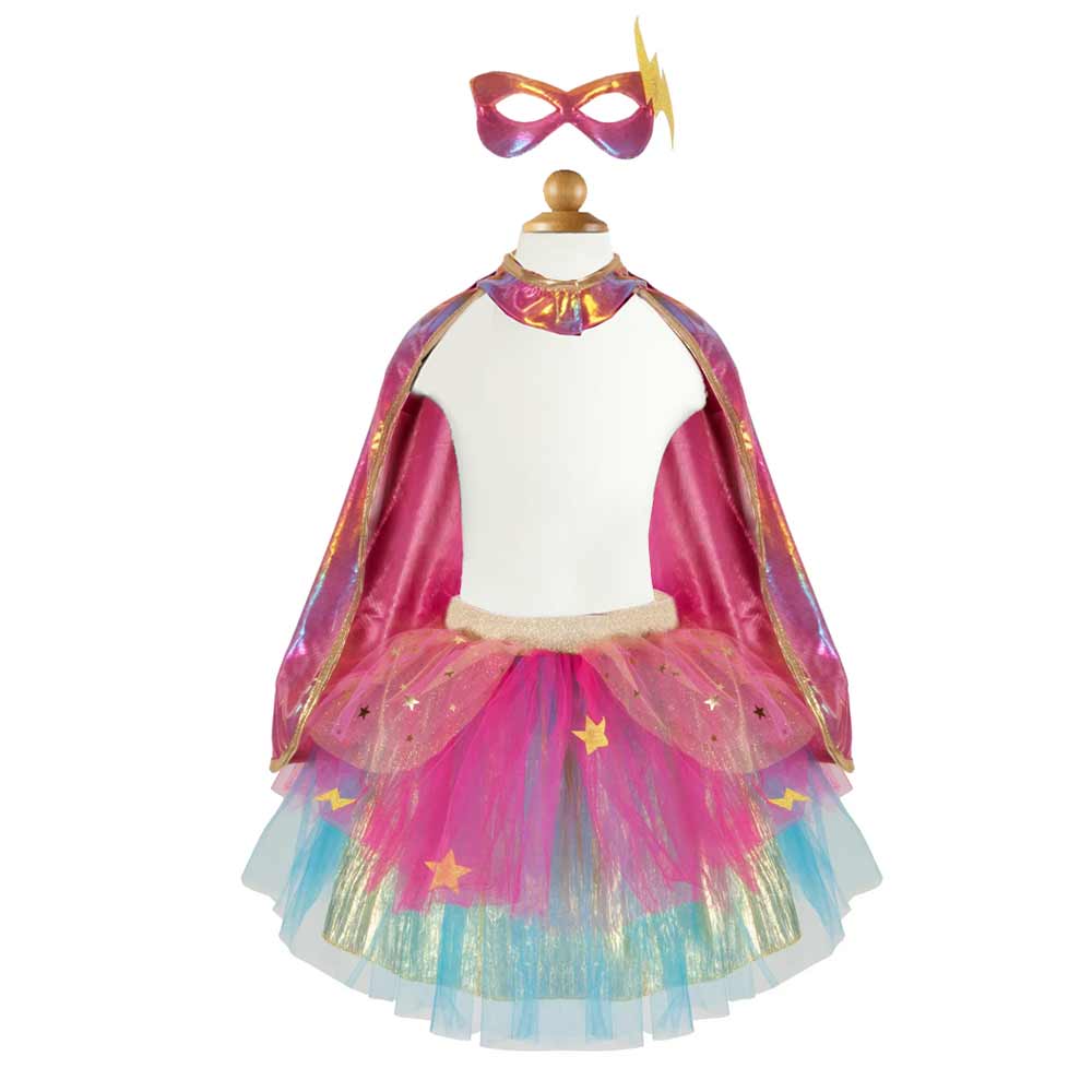 Super-Duper tutu + cape + mask pink/gold