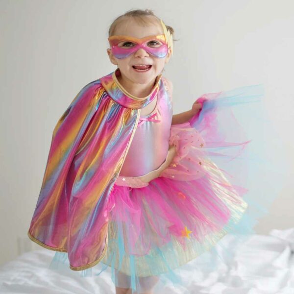 Super-Duper tutu + cape + mask pink/gold