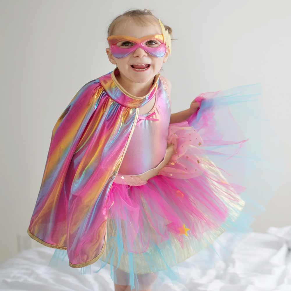 Super-Duper tutu + cape + mask pink/gold - Image 2