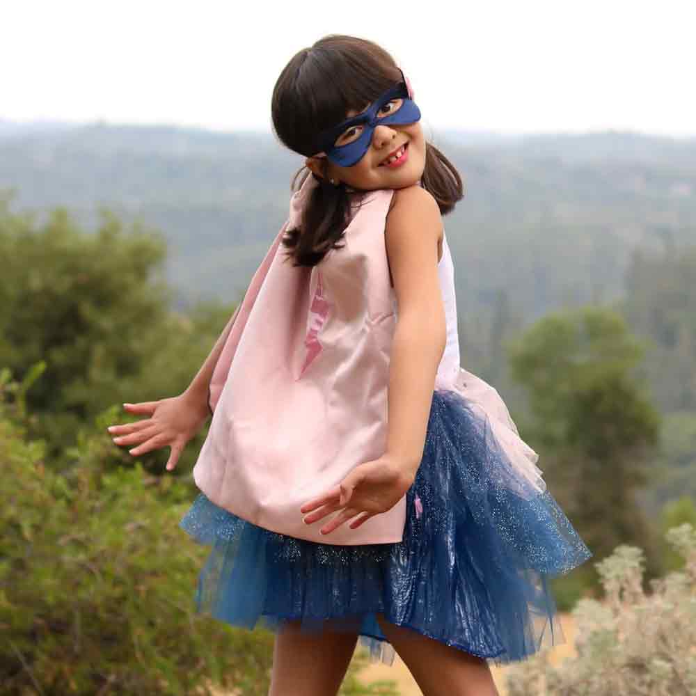 Super-Duper tutu + cape + mask pink/navy - Image 2
