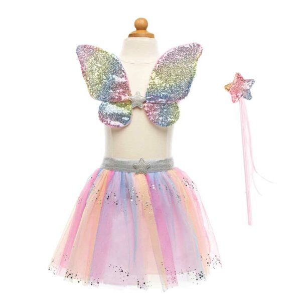Rainbow Sequins tutu, ailes et baguette