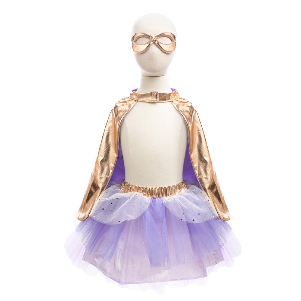 Tutu Super-Duper + cape + masque gold/lilac